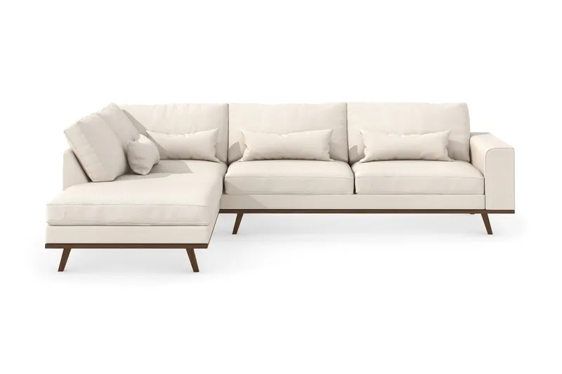 Copenhagen 4-sits Vänstervänd L-formad Schäslongsoffa i Tyg, Beige