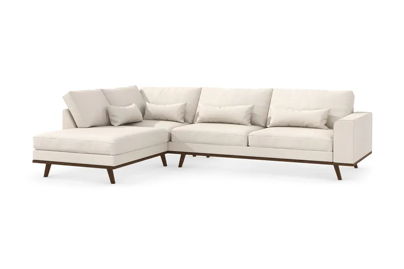 Copenhagen 4-sits Vänstervänd L-formad Schäslongsoffa i Tyg - Beige - Möbler - Soffa - Divansoffa & schäslongsoffa - 4 sits soffa med divan