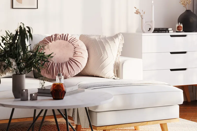 Copenhagen Compact 3-sits Vändbar L-formad Divansoffa i Tyg - Ljusgrå - Möbler - Soffa - Divansoffa & schäslongsoffa - 3 sits soffa med divan