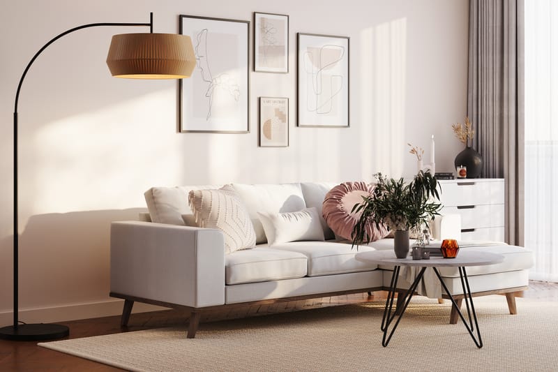 Copenhagen Compact 3-sits Vändbar L-formad Divansoffa i Tyg - Ljusgrå - Möbler - Soffa - Divansoffa & schäslongsoffa - 3 sits soffa med divan