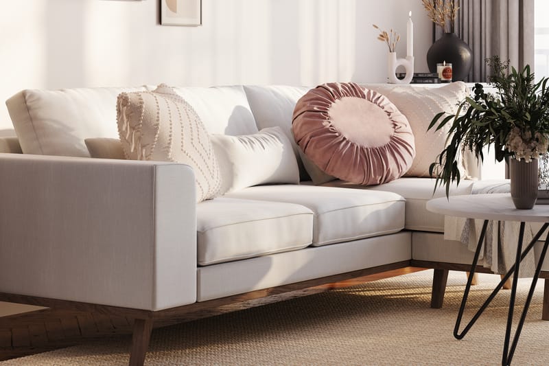 Copenhagen Compact 3-sits Vändbar L-formad Divansoffa i Tyg - Ljusgrå - Möbler - Soffa - Divansoffa & schäslongsoffa - 3 sits soffa med divan