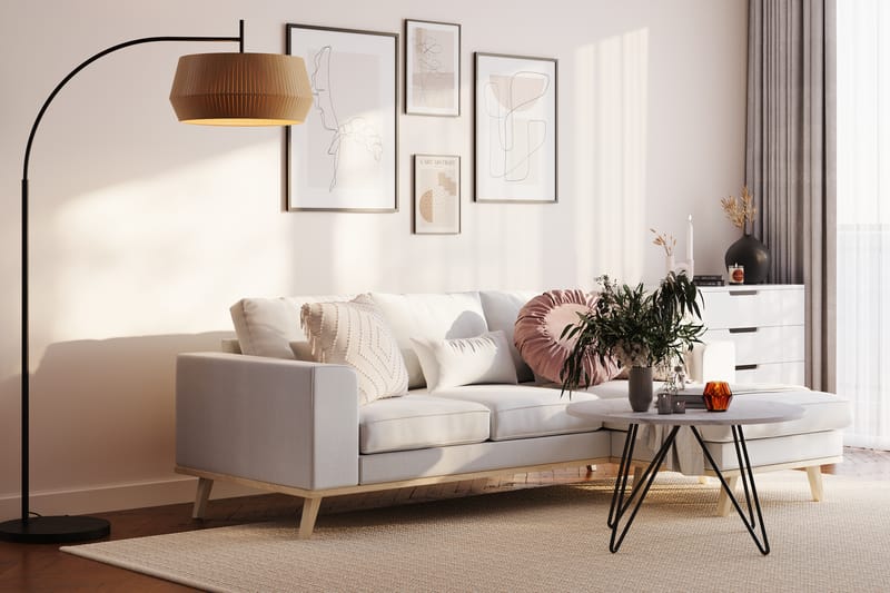 Copenhagen Compact 3-sits Vändbar L-formad Divansoffa i Tyg - Ljusgrå - Möbler - Soffa - Divansoffa & schäslongsoffa - 3 sits soffa med divan