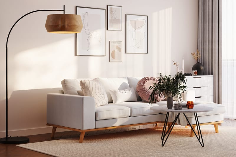 Copenhagen Compact 3-sits Vändbar L-formad Divansoffa i Tyg - Ljusgrå - Möbler - Soffa - Divansoffa & schäslongsoffa - 3 sits soffa med divan