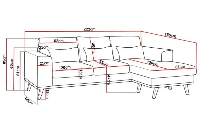 Copenhagen Compact 3-sits Vändbar L-formad Divansoffa i Tyg - Ljusgrå - Möbler - Soffa - Divansoffa & schäslongsoffa - 3 sits soffa med divan