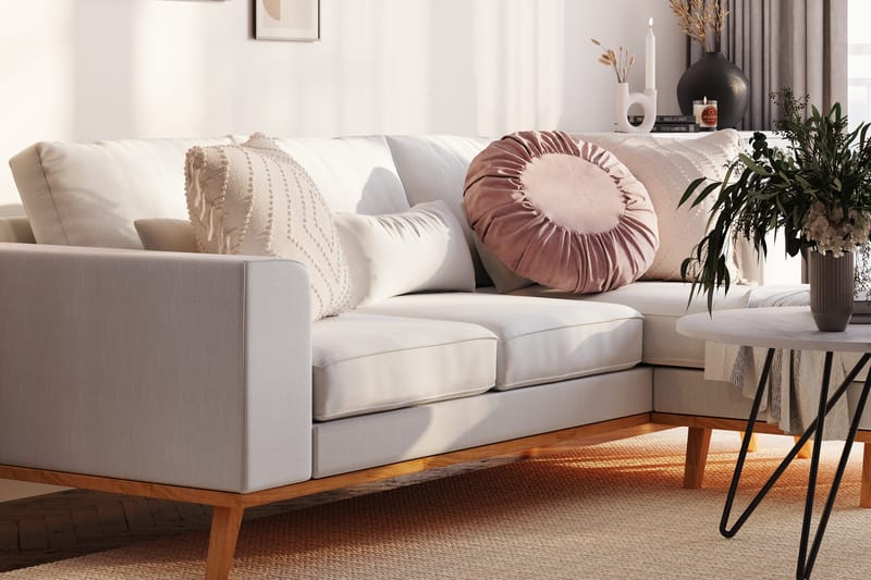 Copenhagen Compact 3-sits Vändbar L-formad Divansoffa i Tyg - Ljusgrå - Möbler - Soffa - Divansoffa & schäslongsoffa - 3 sits soffa med divan