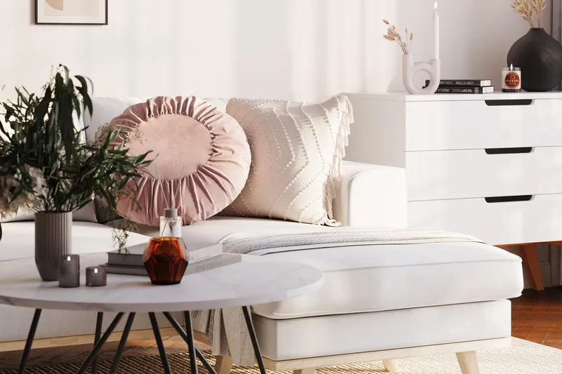 Copenhagen Compact 3-sits Vändbar L-formad Divansoffa i Tyg - Ljusgrå - Möbler - Soffa - Divansoffa & schäslongsoffa - 3 sits soffa med divan