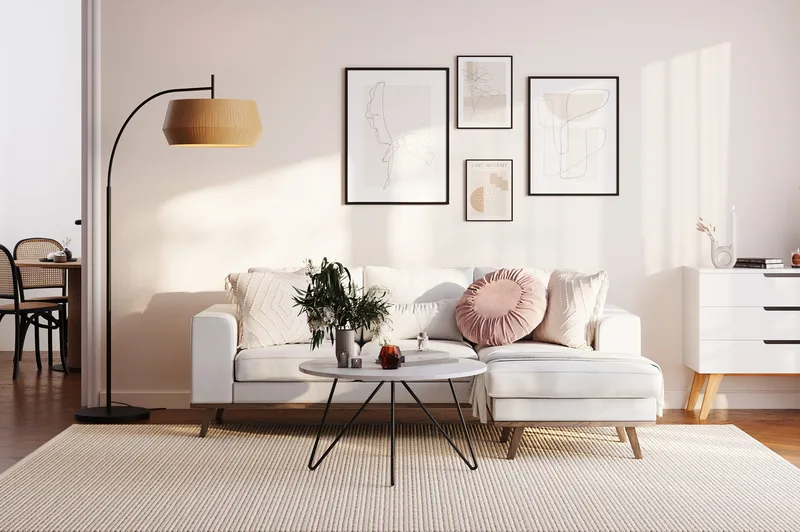 Copenhagen Compact 3-sits Vändbar L-formad Divansoffa i Tyg - Ljusgrå - Möbler - Soffa - Divansoffa & schäslongsoffa - 3 sits soffa med divan