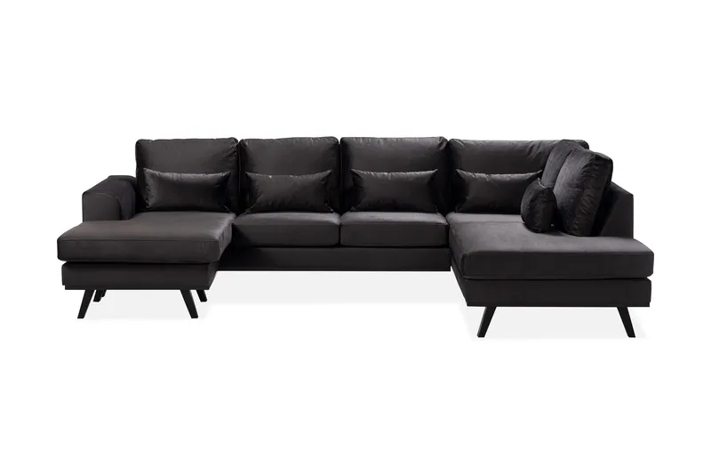 Copenhagen Compact 4-sits Högervänd U-formad Large Soffa med Divan och Schäslong i Sammet, Mörkgrå