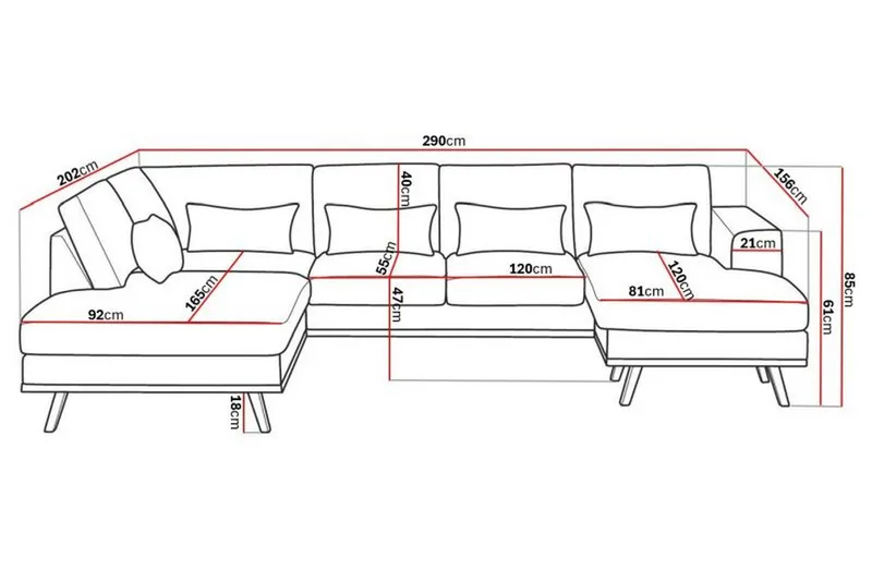 Copenhagen Compact 4-sits Vänstervänd U-formad Soffa med Divan och Schäslong i Tyg - Ljusgrå - Möbler - Soffa - Divansoffa & schäslongsoffa - 4 sits soffa med divan