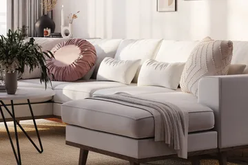 Copenhagen Compact 4-sits Vänstervänd U-formad Soffa med Divan och Schäslong i Tyg - Ljusgrå - Möbler - Soffa - Divansoffa & schäslongsoffa - 4 sits soffa med divan