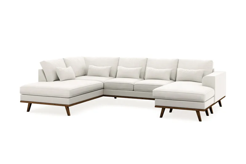 Copenhagen Compact 4-sits Vänstervänd U-formad Soffa med Divan och Schäslong i Tyg - Ljusgrå - Möbler - Soffa - Divansoffa & schäslongsoffa - 4 sits soffa med divan