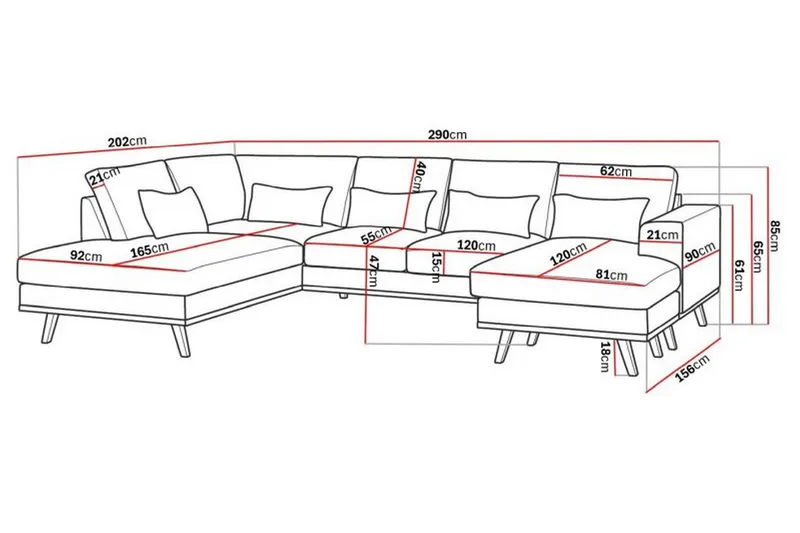 Copenhagen Compact 4-sits Vänstervänd U-formad Soffa med Divan och Schäslong i Tyg - Ljusgrå - Möbler - Soffa - Divansoffa & schäslongsoffa - 4 sits soffa med divan