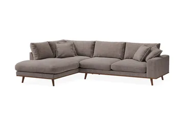 Copenhagen Premium 4-sits Vänstervänd L-formad Djup Schäslongsoffa i Tyg - Brun - Möbler - Soffa - Divansoffa & schäslongsoffa - 4 sits soffa med divan