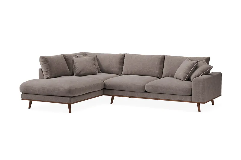 Copenhagen Premium 4-sits Vänstervänd L-formad Djup Schäslongsoffa i Tyg - Brun - Möbler - Soffa - Divansoffa & schäslongsoffa - 4 sits soffa med divan