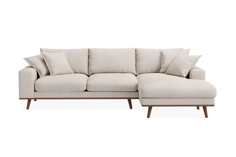 Copenhagen Premium 4-sits Högervänd L-formad Djup Divansoffa i Tyg - Beige - Möbler - Soffa - Divansoffa & schäslongsoffa - 3 sits soffa med divan