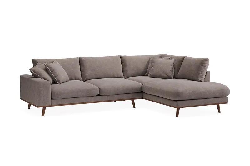 Copenhagen Premium 4-sits Högervänd L-formad Djup Schäslongsoffa i Tyg - Brun - Möbler - Soffa - Divansoffa & schäslongsoffa - 4 sits soffa med divan