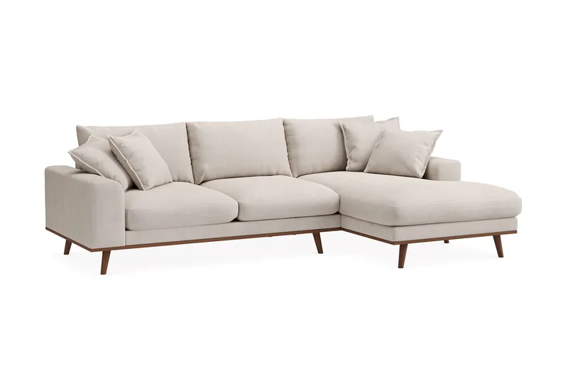 Copenhagen Premium 4-sits Högervänd L-formad Djup Divansoffa i Tyg - Beige - Möbler - Soffa - Divansoffa & schäslongsoffa - 3 sits soffa med divan