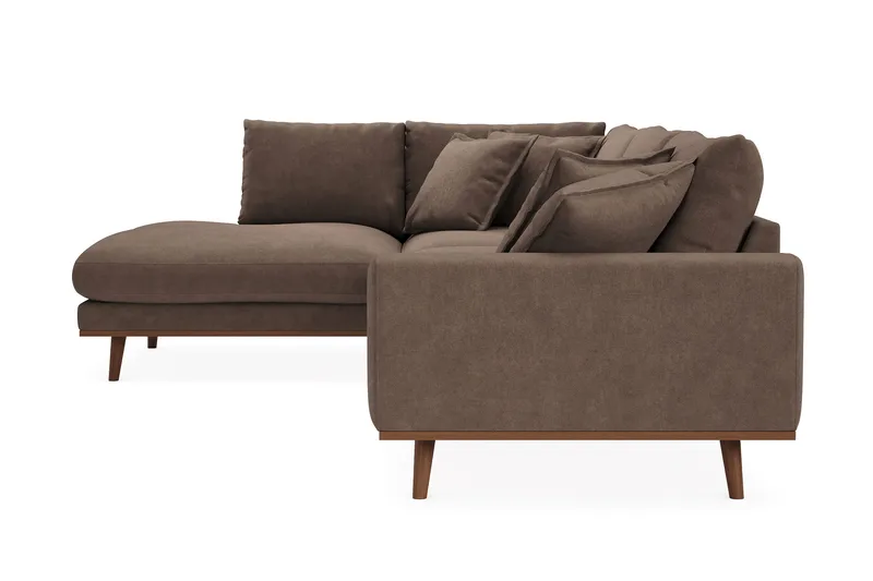 Copenhagen Premium 4-sits Vänstervänd L-formad Djup Schäslongsoffa i Tyg - Mörkbrun - Möbler - Soffa - Divansoffa & schäslongsoffa - 4 sits soffa med divan