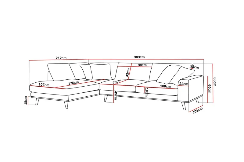 Copenhagen Premium 4-sits Vänstervänd L-formad Djup Schäslongsoffa i Tyg - Brun - Möbler - Soffa - Divansoffa & schäslongsoffa - 4 sits soffa med divan