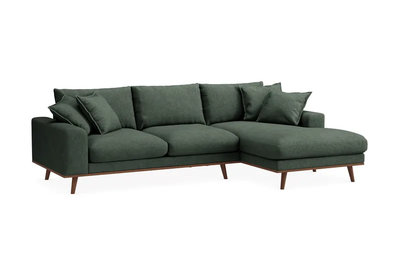 Copenhagen Premium 4-sits Högervänd L-formad Djup Divansoffa i Tyg - Grön - Möbler - Soffa - Divansoffa & schäslongsoffa - 3 sits soffa med divan