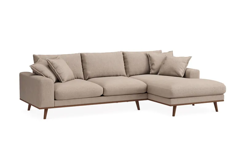 Copenhagen Premium 4-sits Högervänd L-formad Djup Divansoffa i Tyg - Ljusbrun - Möbler - Soffa - Divansoffa & schäslongsoffa - 3 sits soffa med divan