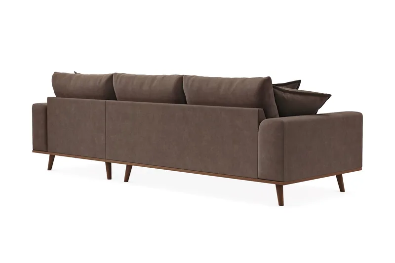 Copenhagen Premium 4-sits Högervänd L-formad Djup Divansoffa i Tyg - Mörkbrun - Möbler - Soffa - Divansoffa & schäslongsoffa - 3 sits soffa med divan