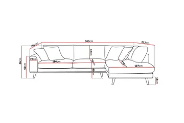 Copenhagen Premium 4-sits Högervänd L-formad Djup Schäslongsoffa i Tyg - Mörkbrun - Möbler - Soffa - Divansoffa & schäslongsoffa - 4 sits soffa med divan