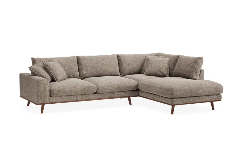 Copenhagen Premium 4-sits Högervänd L-formad Djup Schäslongsoffa i Chenille - Brun - Möbler - Soffa - Divansoffa & schäslongsoffa - 4 sits soffa med divan