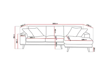 Copenhagen Premium 4-sits Högervänd L-formad Djup Divansoffa i Tyg - Brun - Möbler - Soffa - Divansoffa & schäslongsoffa - 3 sits soffa med divan