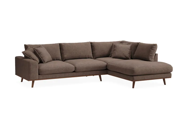 Copenhagen Premium 4-sits Högervänd L-formad Djup Schäslongsoffa i Tyg - Mörkbrun - Möbler - Soffa - Divansoffa & schäslongsoffa - 4 sits soffa med divan
