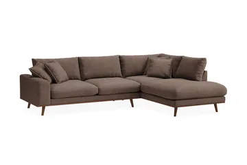 Copenhagen Premium 4-sits Högervänd L-formad Djup Schäslongsoffa i Tyg - Mörkbrun - Möbler - Soffa - Divansoffa & schäslongsoffa - 4 sits soffa med divan