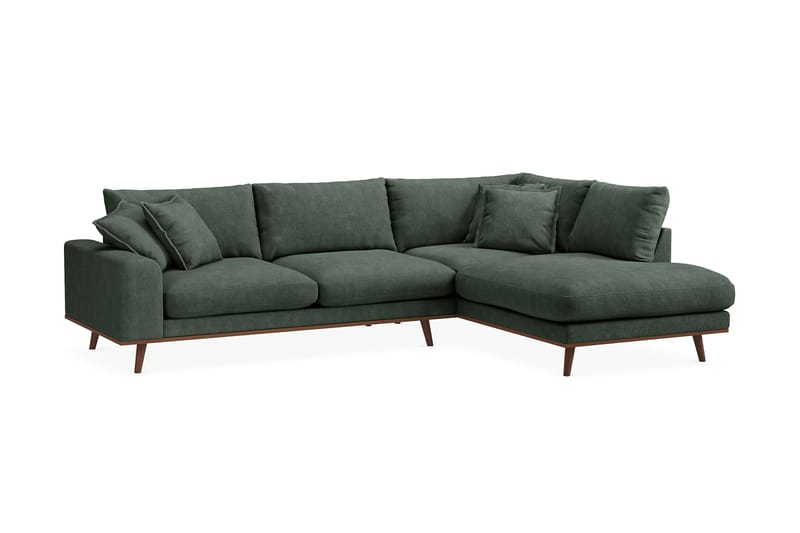 Copenhagen Premium 4-sits Högervänd L-formad Djup Schäslongsoffa i Tyg - Grön - Möbler - Soffa - Divansoffa & schäslongsoffa - 4 sits soffa med divan