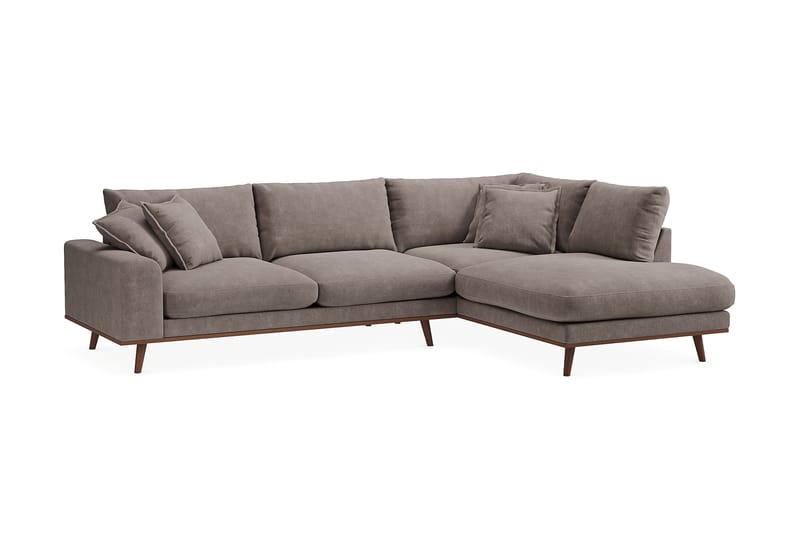 Copenhagen Premium 4-sits Högervänd L-formad Djup Schäslongsoffa i Tyg - Brun - Möbler - Soffa - Divansoffa & schäslongsoffa - 4 sits soffa med divan