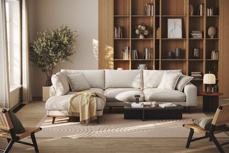 Copenhagen Premium 4-sits Vänstervänd L-formad Djup Schäslongsoffa i Tyg - Beige - Möbler - Soffa - Divansoffa & schäslongsoffa - 4 sits soffa med divan