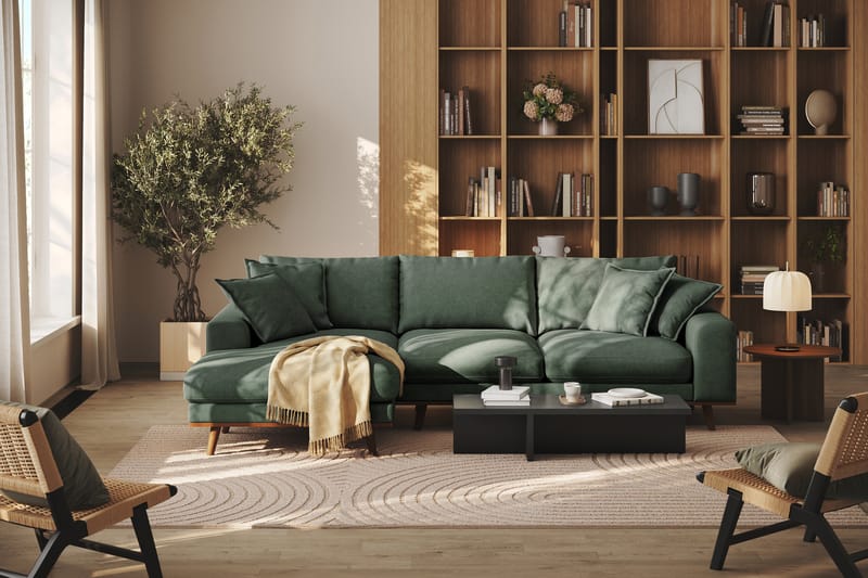 Copenhagen Premium 4-sits Vänstervänd L-formad Djup Divansoffa i Tyg - Grön - Möbler - Soffa - Divansoffa & schäslongsoffa - 3 sits soffa med divan
