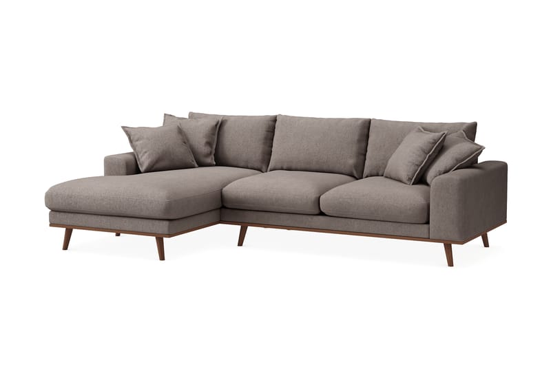 Copenhagen Premium 4-sits Vänstervänd L-formad Djup Divansoffa i Tyg - Brun - Möbler - Soffa - Divansoffa & schäslongsoffa - 3 sits soffa med divan