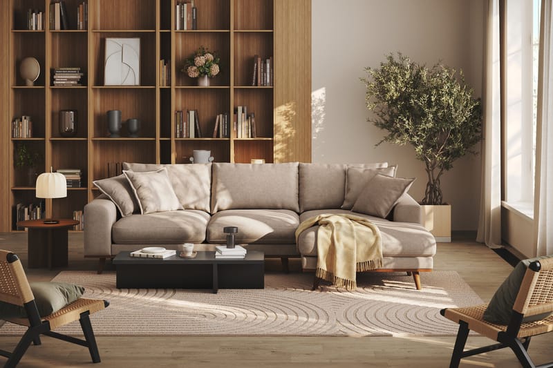 Copenhagen Premium 4-sits Högervänd L-formad Djup Divansoffa i Tyg - Ljusbrun - Möbler - Soffa - Divansoffa & schäslongsoffa - 3 sits soffa med divan