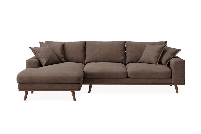 Copenhagen Premium 4-sits Vänstervänd L-formad Djup Divansoffa i Tyg - Mörkbrun - Möbler - Soffa - Divansoffa & schäslongsoffa - 3 sits soffa med divan