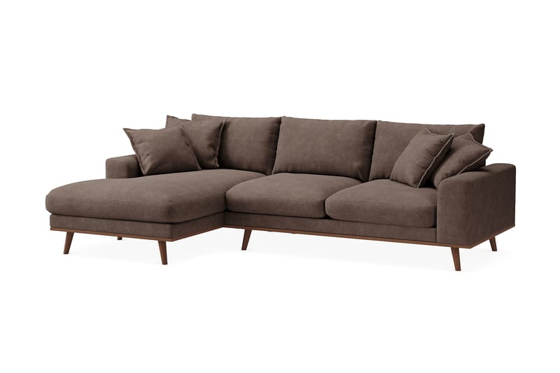 Copenhagen Premium 4-sits Vänstervänd L-formad Djup Divansoffa i Tyg - Mörkbrun - Möbler - Soffa - Divansoffa & schäslongsoffa - 3 sits soffa med divan