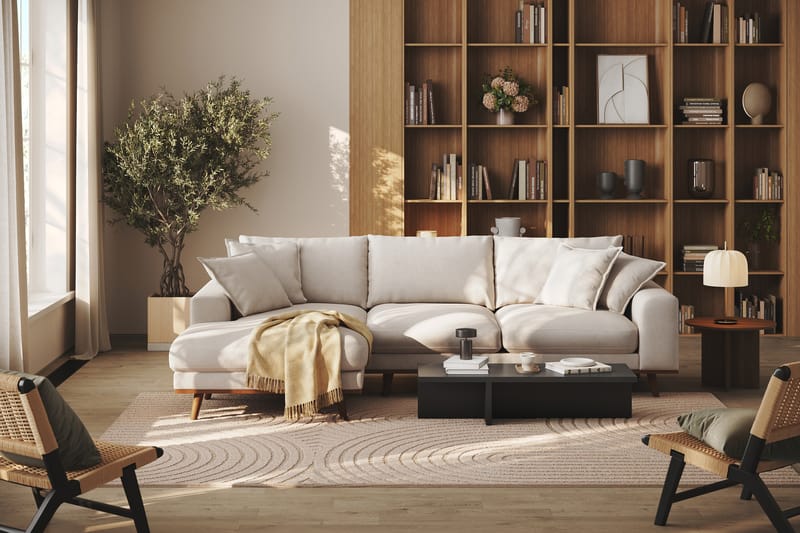 Copenhagen Premium 4-sits Vänstervänd L-formad Djup Divansoffa i Tyg - Beige - Möbler - Soffa - Divansoffa & schäslongsoffa - 3 sits soffa med divan