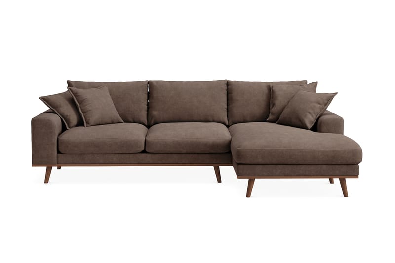 Copenhagen Premium 4-sits Högervänd L-formad Djup Divansoffa i Tyg - Mörkbrun - Möbler - Soffa - Divansoffa & schäslongsoffa - 3 sits soffa med divan