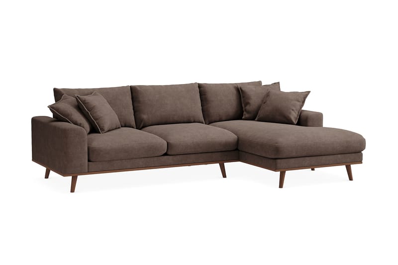 Copenhagen Premium 4-sits Högervänd L-formad Djup Divansoffa i Tyg - Mörkbrun - Möbler - Soffa - Divansoffa & schäslongsoffa - 3 sits soffa med divan