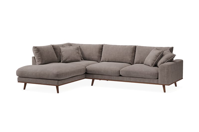Copenhagen Premium 4-sits Vänstervänd L-formad Djup Schäslongsoffa i Tyg - Brun - Möbler - Soffa - Divansoffa & schäslongsoffa - 4 sits soffa med divan