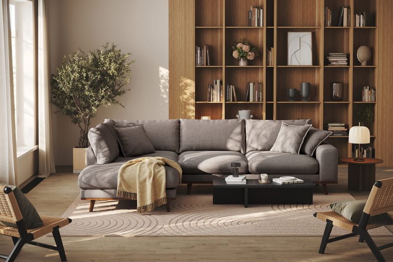 Copenhagen Premium 4-sits Vänstervänd L-formad Djup Schäslongsoffa i Tyg - Brun - Möbler - Soffa - Divansoffa & schäslongsoffa - 4 sits soffa med divan
