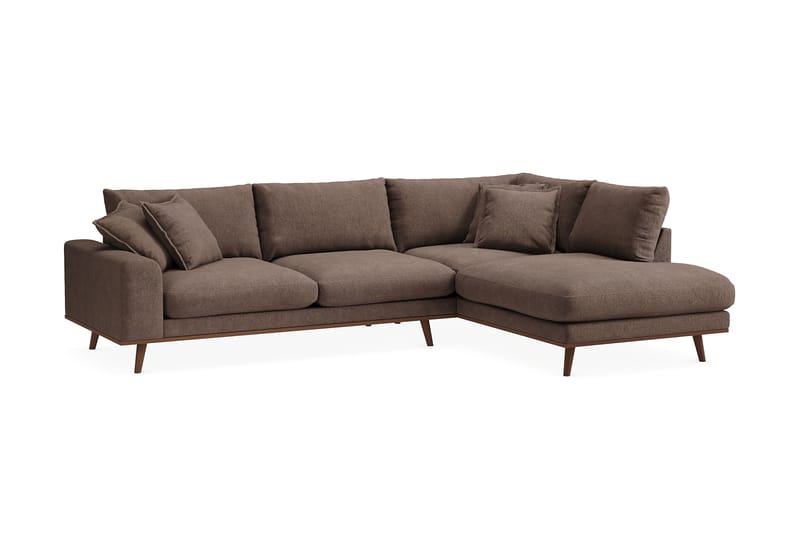Copenhagen Premium 4-sits Högervänd L-formad Djup Schäslongsoffa i Tyg - Mörkbrun - Möbler - Soffa - Divansoffa & schäslongsoffa - 4 sits soffa med divan