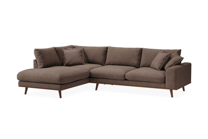 Copenhagen Premium 4-sits Vänstervänd L-formad Djup Schäslongsoffa i Tyg - Mörkbrun - Möbler - Soffa - Divansoffa & schäslongsoffa - 4 sits soffa med divan