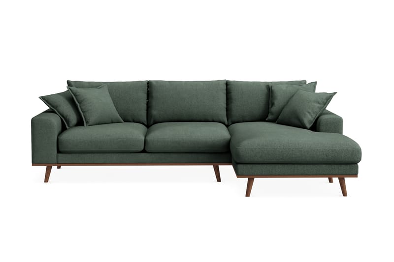 Copenhagen Premium 4-sits Högervänd L-formad Djup Divansoffa i Tyg - Grön - Möbler - Soffa - Divansoffa & schäslongsoffa - 3 sits soffa med divan