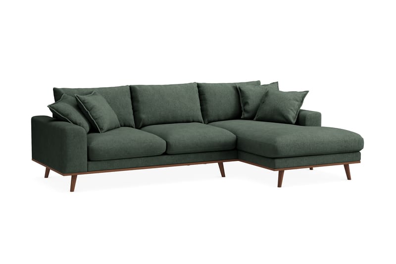 Copenhagen Premium 4-sits Högervänd L-formad Djup Divansoffa i Tyg - Grön - Möbler - Soffa - Divansoffa & schäslongsoffa - 3 sits soffa med divan