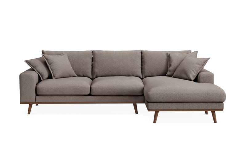 Copenhagen Premium 4-sits Högervänd L-formad Djup Divansoffa i Tyg - Brun - Möbler - Soffa - Divansoffa & schäslongsoffa - 3 sits soffa med divan