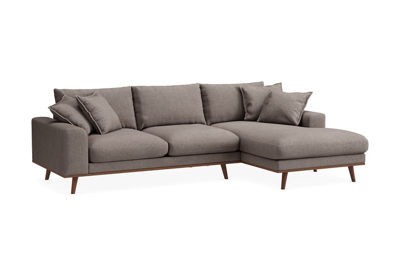 Copenhagen Premium 4-sits Högervänd L-formad Djup Divansoffa i Tyg - Brun - Möbler - Soffa - Divansoffa & schäslongsoffa - 3 sits soffa med divan